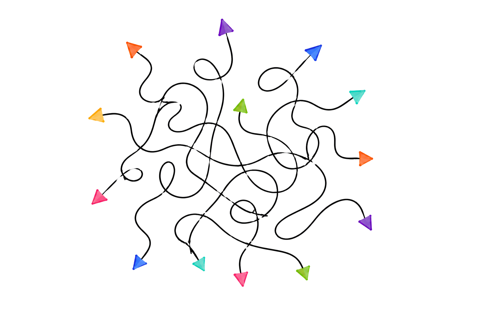 Tangled arrows representing operational complexity